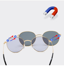 Carica l&#39;immagine nel visualizzatore di Gallery, VWKTUUN Occhiali da sole da donna Clip rotonde Occhiali da sole magnetici Clip magnetica su occhiali da sole per occhiali da sole con doppia lente con montatura in lega 