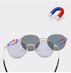 VWKTUUN Occhiali da sole da donna Clip rotonde Occhiali da sole magnetici Clip magnetica su occhiali da sole per occhiali da sole con doppia lente con montatura in lega 