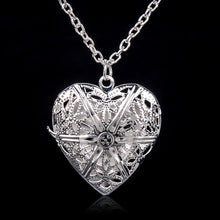 Load image into Gallery viewer, Valentine Lover Gift Hollow Out Water Drop Shell Photo Frames Can Open Locket Necklaces Silver Plated Heart Pendants Necklace