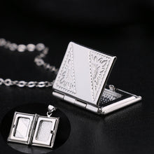 Load image into Gallery viewer, Valentine Lover Gift Hollow Out Water Drop Shell Photo Frames Can Open Locket Necklaces Silver Plated Heart Pendants Necklace