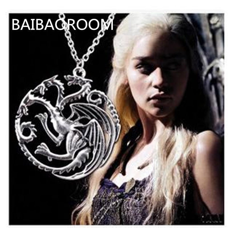 Valentine's D Gift The Song Of Ice And Fire Game Of Thrones Daenerys Targaryen Dragon Badge 56cm Chain Necklace