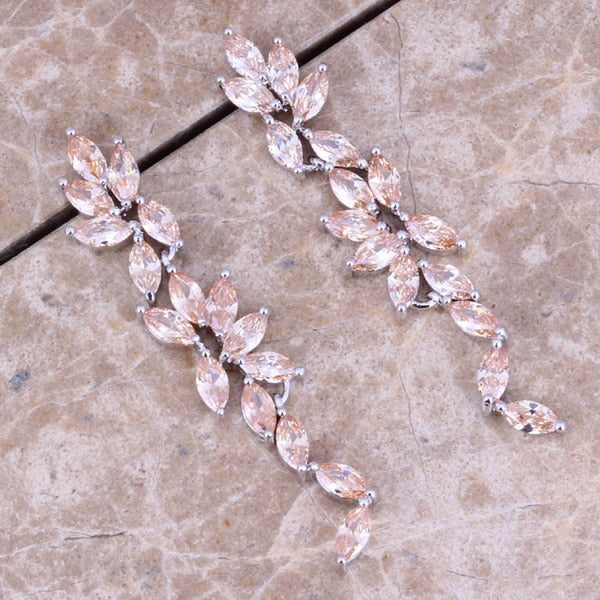 Valuable Brown Morganite 925 Sterling Silver Drop Dangle Earrings For Women S0204
