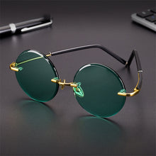 Load image into Gallery viewer, Vazrobe Glass Sunglasses Male Dark Green Ladies Sun Glasses for Men Rimless Round Oversized Big Large Anti Scratch Lens Brand