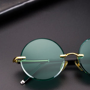 Vazrobe Glass Sunglasses Male Dark Green Ladies Sun Glasses for Men Rimless Round Oversized Big Large Anti Scratch Lens Brand