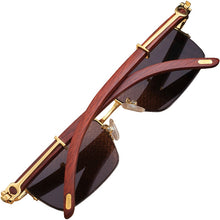 Carica l&#39;immagine nel visualizzatore di Gallery, Vazrobe Glass Sunglasses Men Women Real Wood Frame+crystal Stone Lens Brown Glasses Anti Eye Dry Protect from Glare UV400