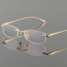 Load image into Gallery viewer, Vazrobe Gold Glasses Frame Men Eyeglasses Rimless spectacles man for Prescription ultra light eyewear clear lens