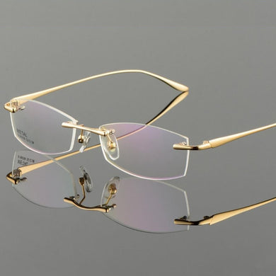 Vazrobe Gold Glasses Frame Men Eyeglasses Rimless spectacles man for Prescription ultra light eyewear clear lens