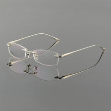 Load image into Gallery viewer, Vazrobe Gold Glasses Frame Men Eyeglasses Rimless spectacles man for Prescription ultra light eyewear clear lens