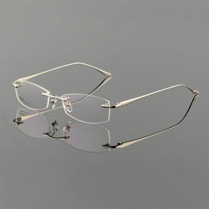 Vazrobe Gold Glasses Frame Men Eyeglasses Rimless spectacles man for Prescription ultra light eyewear clear lens