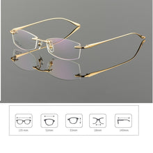 Load image into Gallery viewer, Vazrobe Gold Glasses Frame Men Eyeglasses Rimless spectacles man for Prescription ultra light eyewear clear lens