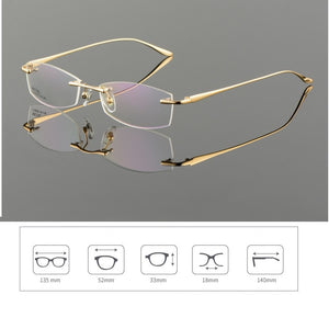 Vazrobe Gold Glasses Frame Men Eyeglasses Rimless spectacles man for Prescription ultra light eyewear clear lens
