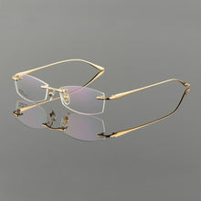 Load image into Gallery viewer, Vazrobe Gold Glasses Frame Men Eyeglasses Rimless spectacles man for Prescription ultra light eyewear clear lens