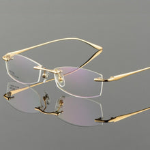 Load image into Gallery viewer, Vazrobe Gold Glasses Frame Men Eyeglasses Rimless spectacles man for Prescription ultra light eyewear clear lens