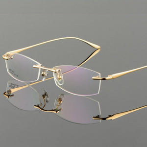 Vazrobe Gold Glasses Frame Men Eyeglasses Rimless spectacles man for Prescription ultra light eyewear clear lens