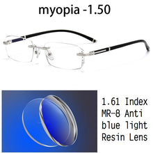 Load image into Gallery viewer, Vazrobe Rimless Myopia Glasses Insert Optic Lens -0.75 -1.00 -1.50 to -5.00 Finished Eyewear with Far Vision Prescription Lenses
