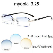 Load image into Gallery viewer, Vazrobe Rimless Myopia Glasses Insert Optic Lens -0.75 -1.00 -1.50 to -5.00 Finished Eyewear with Far Vision Prescription Lenses