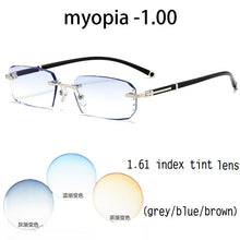 Load image into Gallery viewer, Vazrobe Rimless Myopia Glasses Insert Optic Lens -0.75 -1.00 -1.50 to -5.00 Finished Eyewear with Far Vision Prescription Lenses