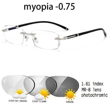 Load image into Gallery viewer, Vazrobe Rimless Myopia Glasses Insert Optic Lens -0.75 -1.00 -1.50 to -5.00 Finished Eyewear with Far Vision Prescription Lenses