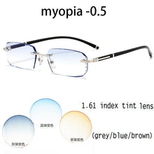 Load image into Gallery viewer, Vazrobe Rimless Myopia Glasses Insert Optic Lens -0.75 -1.00 -1.50 to -5.00 Finished Eyewear with Far Vision Prescription Lenses