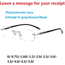 Load image into Gallery viewer, Vazrobe Rimless Myopia Glasses Insert Optic Lens -0.75 -1.00 -1.50 to -5.00 Finished Eyewear with Far Vision Prescription Lenses