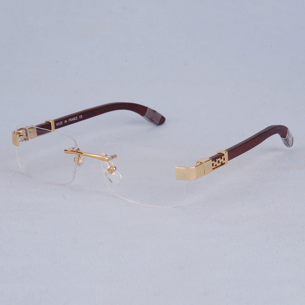 Rimless Wooden Prescription Glasses Photochromic Men Optical Eyeglasses brand designer Prescription Myopia spectacles