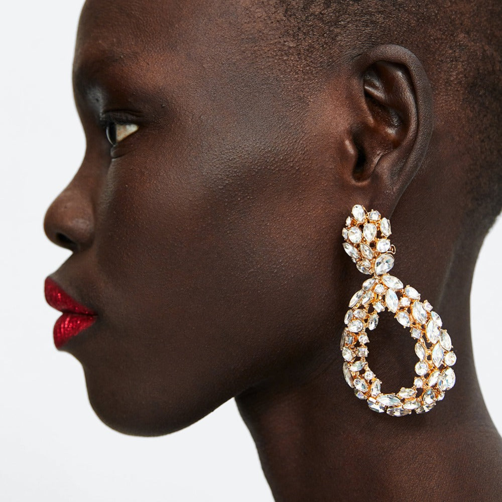 ZA Big Crystal Water Drop Earrings for Women Trendy 2018 Geometric Pendant Earrings Wedding Party Gifts Jewelry xg2000