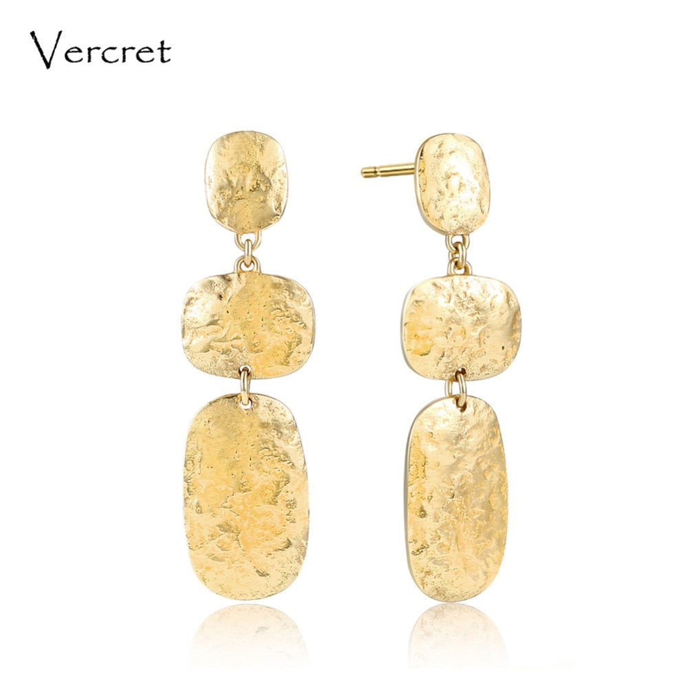 925 sterling silver hammered dangle earrings 18k gold simple design fine jewelry earring for women gifts sp presale