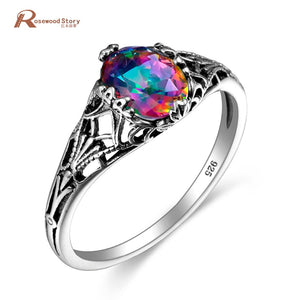 Victoria Wieck Ring Jewelry Vintage Fire Oval Mystic Rainbow Topaz Crystal 925 Sterling Silver Rings For Women Wedding Rings