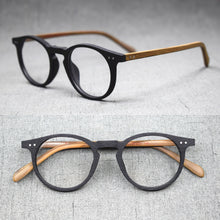 Load image into Gallery viewer, Vinatge Hand Made Oval Full Rim Wood Black Eyeglass Frames Rx able Myopia unisex Spectacles Glasses