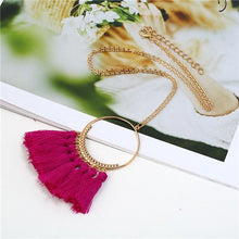 Carica l&#39;immagine nel visualizzatore di Gallery, Collane vintage con nappe a 15 colori Collane etniche a catena lunga con catena di maglione da donna Collana lunga con nappa 