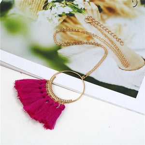 Collane vintage con nappe a 15 colori Collane etniche a catena lunga con catena di maglione da donna Collana lunga con nappa 