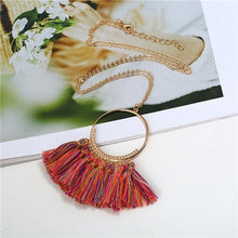 Carica l&#39;immagine nel visualizzatore di Gallery, Collane vintage con nappe a 15 colori Collane etniche a catena lunga con catena di maglione da donna Collana lunga con nappa 