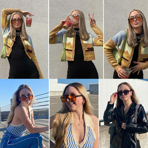 Vintage 70s Sunglasses Women Men Plastic Pilot Sunglass Classic Large Squared Frame women  sunglasses UV400 gafas de sol