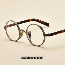 Load image into Gallery viewer, Vintage Acetate Glasses Frame Men Round Myopia Optical Prescription Titanium Eyeglasses Frame Male Women  Small Eyewear
