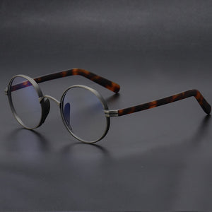 Vintage Acetate Glasses Frame Men Round Myopia Optical Prescription Titanium Eyeglasses Frame Male Women  Small Eyewear