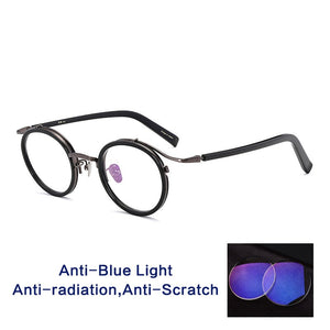 Vintage Acetate Round Glasses Frame Men  Myopia Prescription Optical Eyeglasses Frame Women Retro Photochromic Eyewear