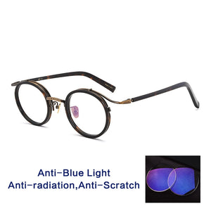 Vintage Acetate Round Glasses Frame Men  Myopia Prescription Optical Eyeglasses Frame Women Retro Photochromic Eyewear