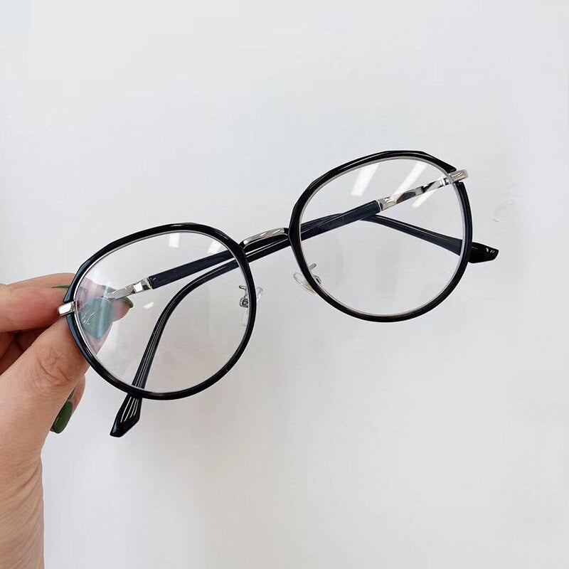 Vintage Anti Blue Light Glasses Plain Eyeglasses Women Men Eyewear Frame Irregular  Transparent PC Goggles