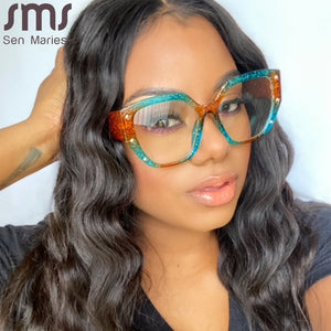 Vintage Anti Blue Light Optical Glasses Women Men Clear Glasses Eyeglasses Frame Square Transparent Lens Spectacle Frame Unisex