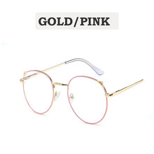 Load image into Gallery viewer, Vintage Anti Blue light Glasses Frame Round Lens Myopia Optical Mirror Simple Metal Women Men Transparent Eyewear Frames