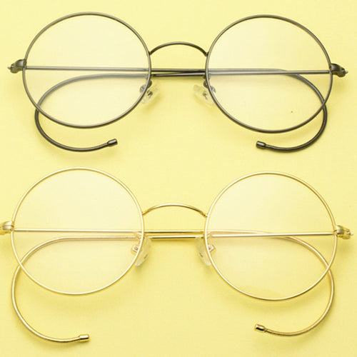 Vintage Antique Round Wire Rim Eyeglass Frames Full Rim Ear Hooks Retro King Emperor John Lennon Glasses 42~50mm