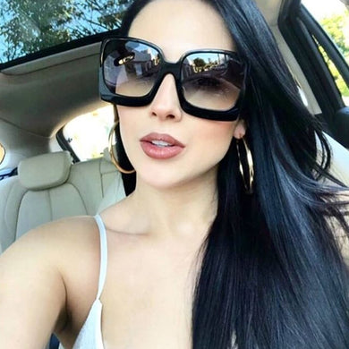 Vintage Big Square Sunglasses Women Black Gradient Oversized Sun Glasses Female  Brand Mirror Clear Oculos De Sol