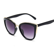 Carica l'immagine nel visualizzatore di Gallery, Occhiali da sole vintage cat eye neri da donna triangolari design cateye occhiali da sole da donna lenti leopardate occhiali a specchio sexy carini 