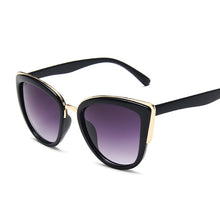 Carica l'immagine nel visualizzatore di Gallery, Occhiali da sole vintage cat eye neri da donna triangolari design cateye occhiali da sole da donna lenti leopardate occhiali a specchio sexy carini 