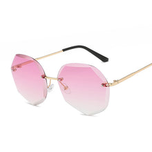 Load image into Gallery viewer, Vintage Black Rimless Sunglasses Women  Gradient Sun Glasses Female Metal Frameless Polygon Big Frame Oculos De Sol