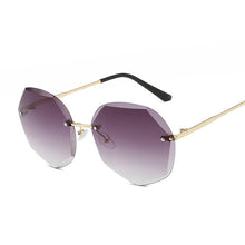 Load image into Gallery viewer, Vintage Black Rimless Sunglasses Women  Gradient Sun Glasses Female Metal Frameless Polygon Big Frame Oculos De Sol