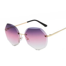 Load image into Gallery viewer, Vintage Black Rimless Sunglasses Women  Gradient Sun Glasses Female Metal Frameless Polygon Big Frame Oculos De Sol