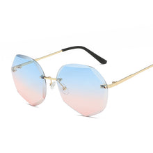 Load image into Gallery viewer, Vintage Black Rimless Sunglasses Women  Gradient Sun Glasses Female Metal Frameless Polygon Big Frame Oculos De Sol