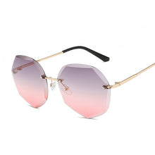 Load image into Gallery viewer, Vintage Black Rimless Sunglasses Women  Gradient Sun Glasses Female Metal Frameless Polygon Big Frame Oculos De Sol
