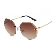 Load image into Gallery viewer, Vintage Black Rimless Sunglasses Women  Gradient Sun Glasses Female Metal Frameless Polygon Big Frame Oculos De Sol